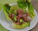 Thumbnail image for Tuna Tartare on Greens with Persian Cucumbers and Avocado